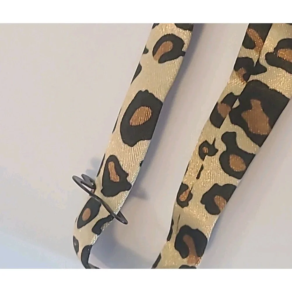 UNISEX ADULT LEOPARD CHEETAH ANIMAL PRINT ADJUSTABLE FABRIC STRAP BOW TIE